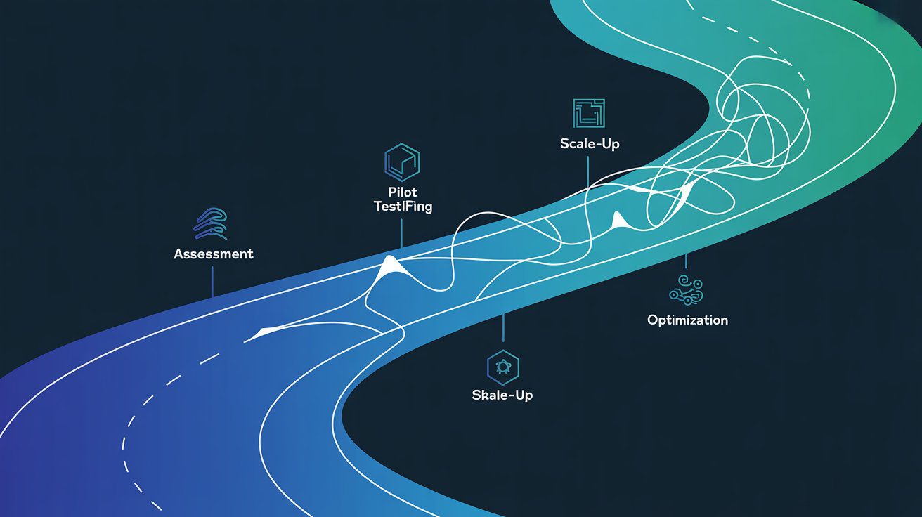 Grafico crescita business intelligenza artificiale PMI grandi aziende ROI implementazione strategica confronto