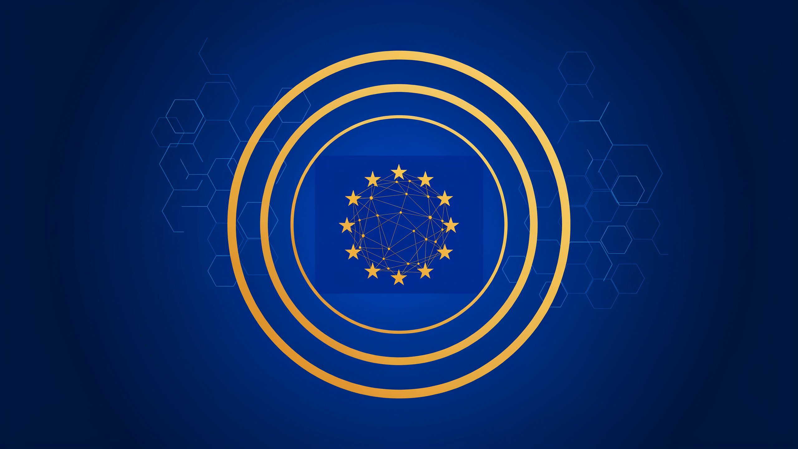 Bandiera europea con simbolo AI e testo di legge &mdash; AI Act Europa regolamentazione intelligenza artificiale 2026